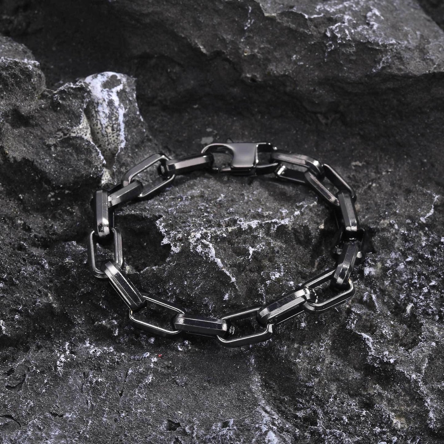 Chunky Square-Link Stainless Steel Bracelet for Men – Norse-Inspired Heavy Chain BR-1734