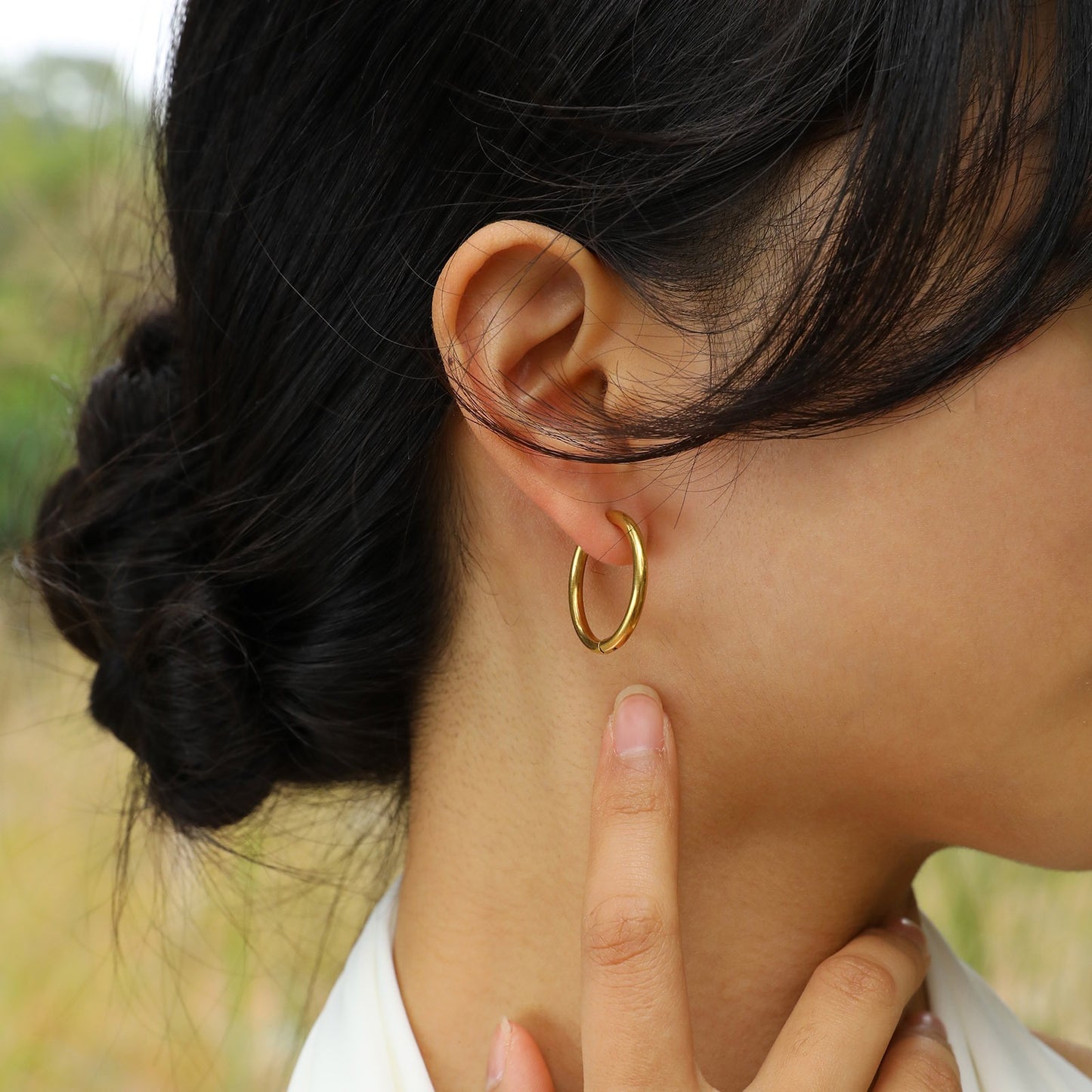 Titanium Steel Earrings – Minimalist Geometric Design with Custom Engraving EH-166