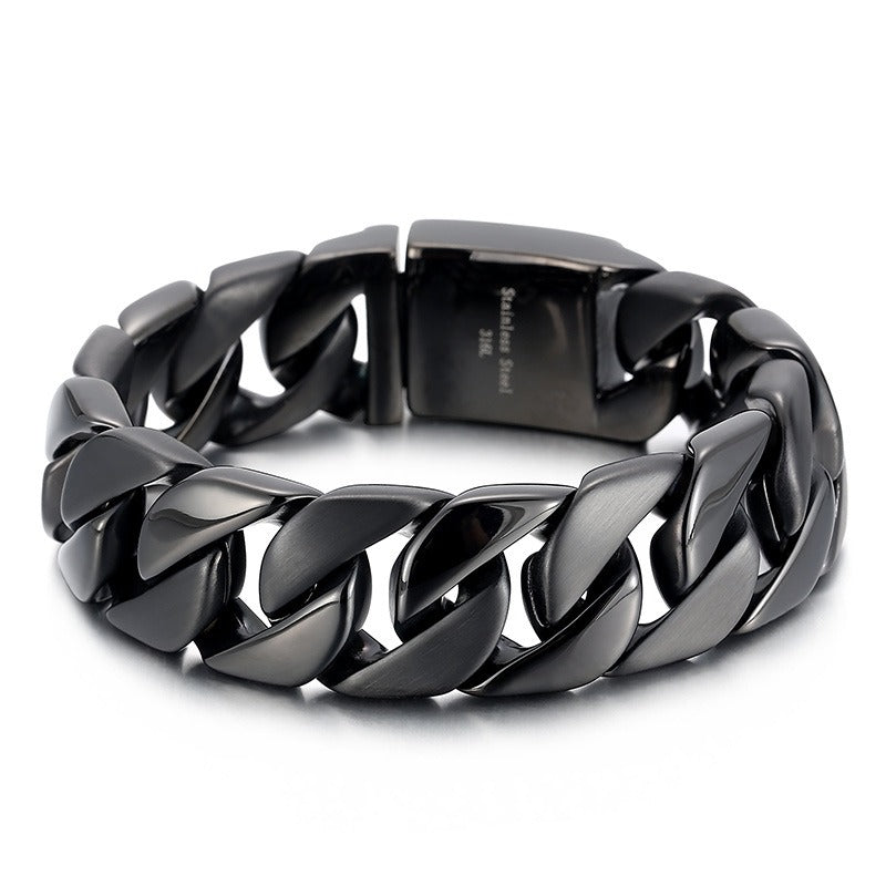 Kemstone Matte Titanium Steel Cuban Link Bracelet – Rugged Minimalist Chain for Men’s Urban & Gothic Style KB162789