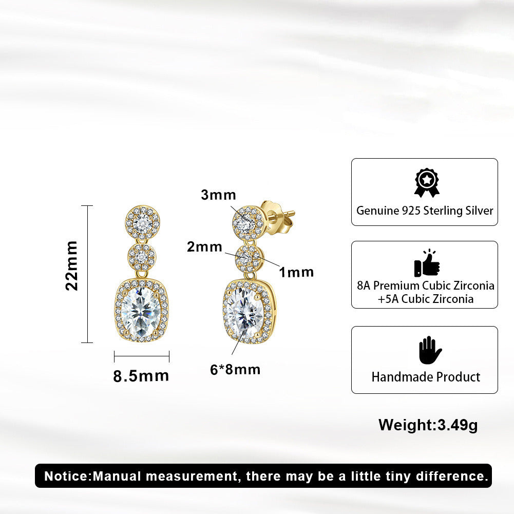 925 Sterling Silver Cubic Zirconia Drop Earrings for Women | Gold & Platinum Plated Sparkling Dangle Jewelry by Kemstone A4-LZE59