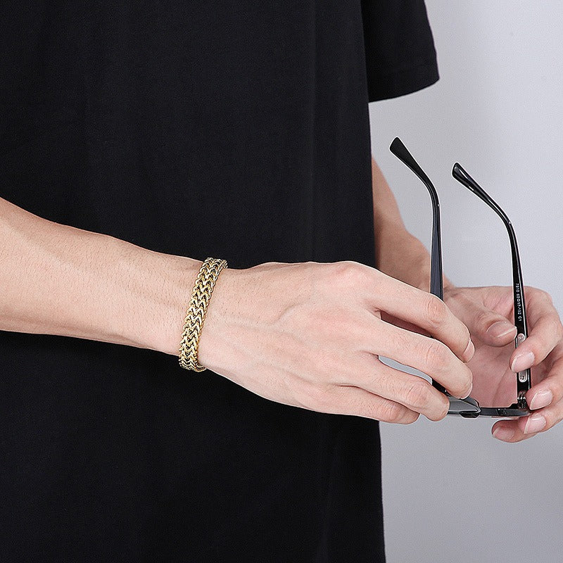 Kemstone Double Row Dragon Bone Chain Bracelet for Men – Titanium Steel Heavy Structure KB150525-KFC