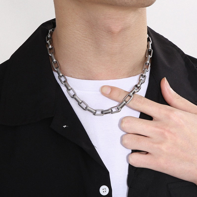 Kemstone Bold Square-Link Titanium Bracelet & Necklace – Raw Urban Edge KB153345-Z