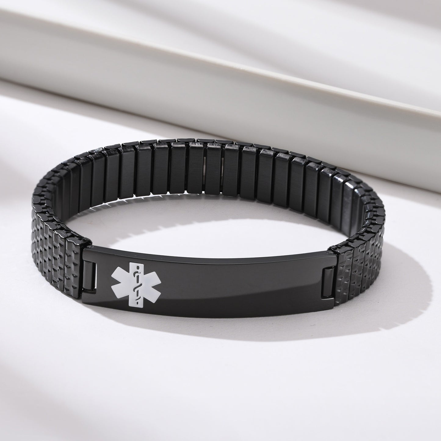 Pulsera elástica de alerta médica – Banda de identificación de acero inoxidable de 12 mm BR-263