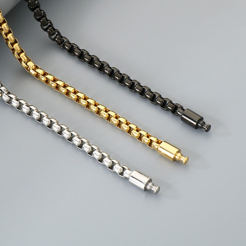 Kemstone Titanium Steel Square Bead Chain Bracelet for Men KB145394-KFC