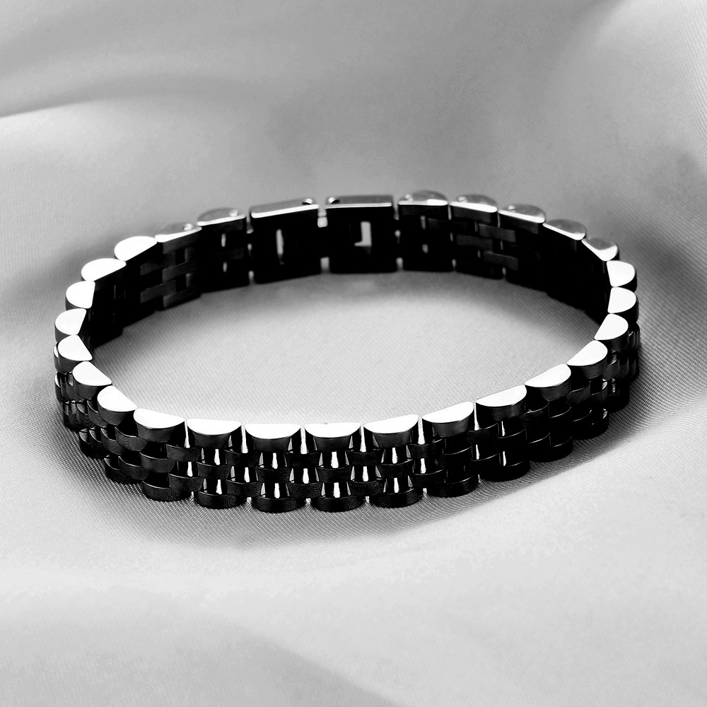 Kemstone Men’s Stainless Steel Watch Link Bracelet – 10mm Adjustable Chain Jewelry AD1633