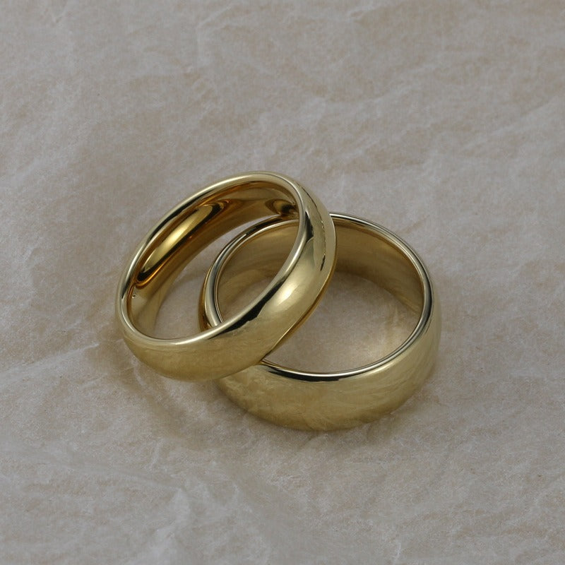 Anillo minimalista de pareja de acero de tungsteno Kemstone | Acabado liso, elegancia para el día a día TCR042