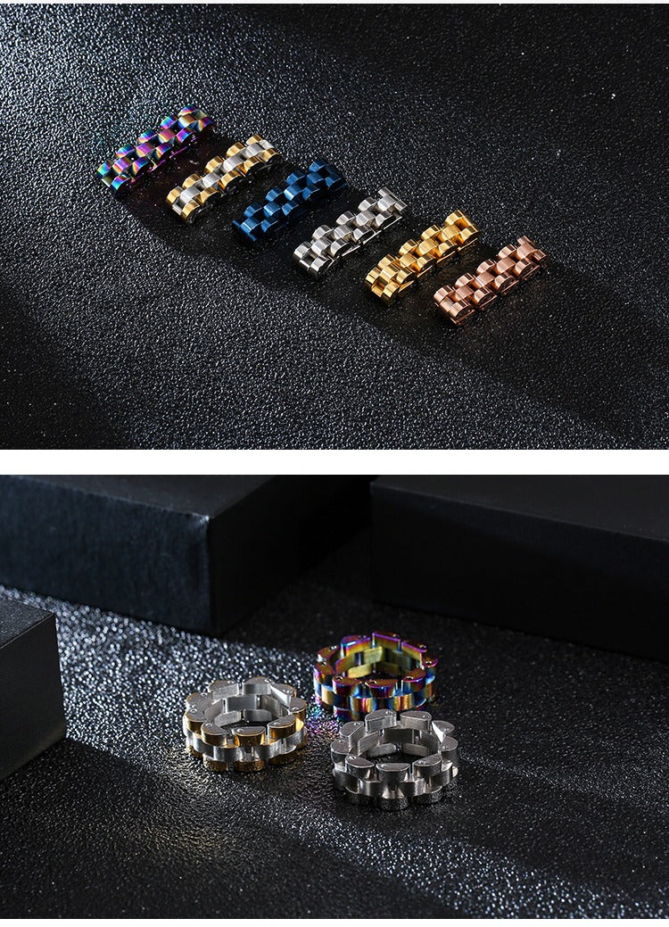 Kemstone Men’s Matte Geometric Ring – 8mm Minimalist Stainless Steel Band KR89119-K