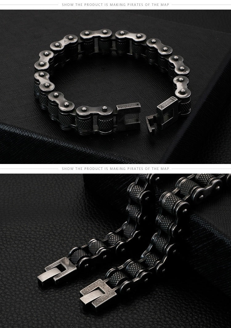Kemstone Titanium Urban Biker Chain Bracelet – Lightweight Rugged Motorcycle Style KB86277