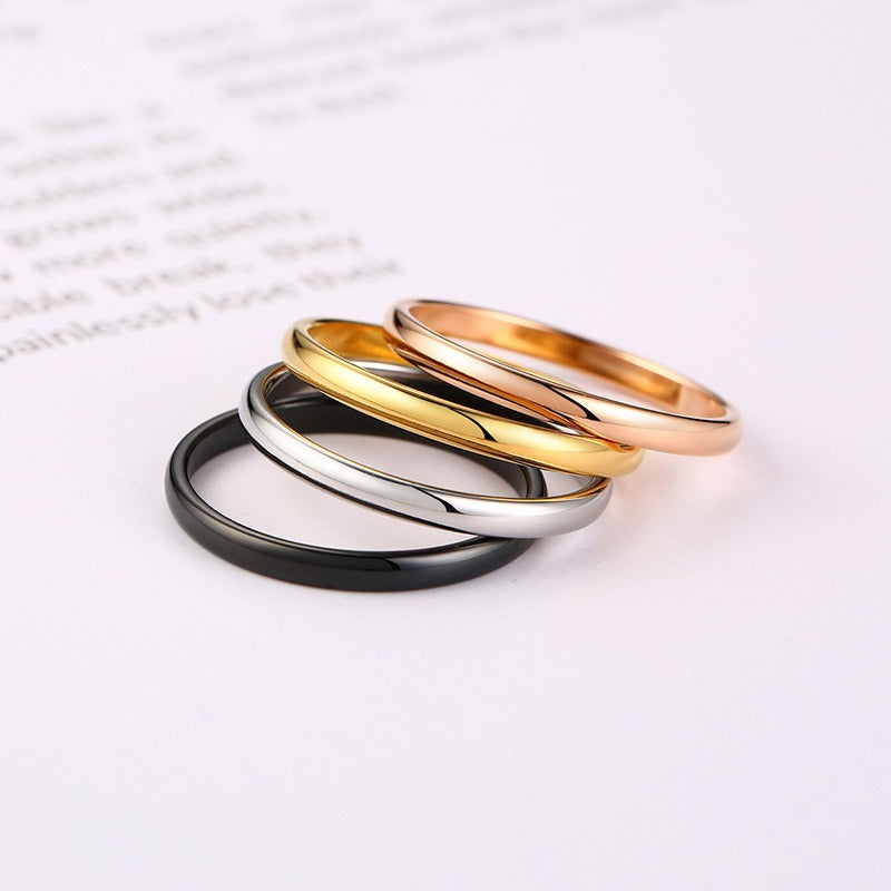 Kemstone 2mm Slim Circle Ring – Titanium Steel Stainless Steel Smooth Band for Daily Stacking R486