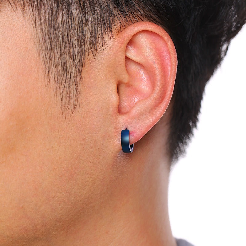 Men’s 4mm Stainless Steel Hoop Earrings – Minimalist Street Style EH-114