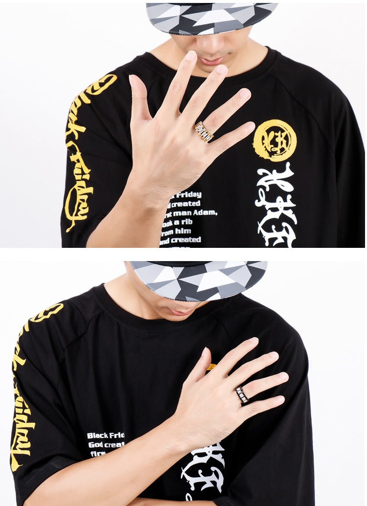 Kemstone Watch Chain Ring – Stainless Steel Hip-Hop Minimalist Jewelry for Men & Women KR86690