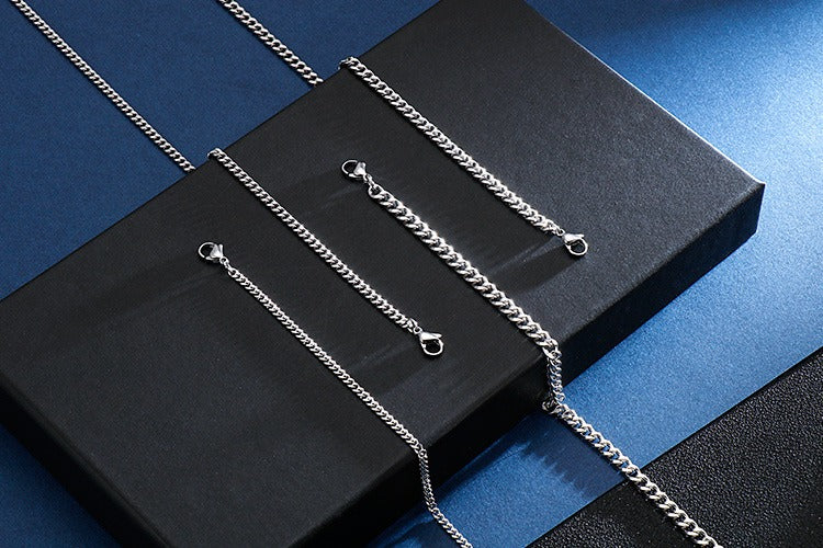 Kemstone Men’s Stainless Steel Curb Chain Necklace – 3-9.5mm Width, 45-50cm, Minimalist Street Armor KN93473-Z