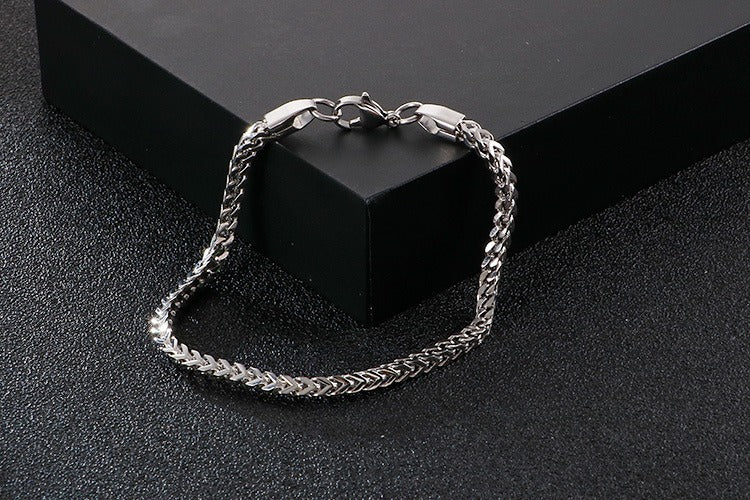 Kemstone Men’s Curb Chain Bracelet – Reversible Stainless Steel Streetwear in Gold, Silver, Black | KB129855-Z