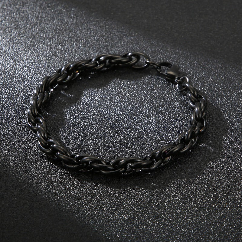 Kemstone Double-Clasp Adjustable Bracelet - Minimalist Stainless Steel Chain for Men's Daily Style KB107527-Z