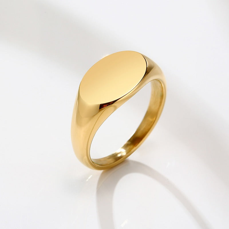 Anillo ovalado de acero inoxidable Kemstone - Joyería minimalista apilable de graduación para mujer RC-471