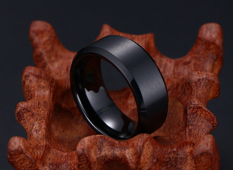 Kemstone Tungsten Ring for Men – 8mm Brushed Band with Viking Power Symbol, Scratch-Resistant TCR-011