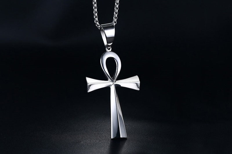 Colgante de cruz Ankh de acero inoxidable de 64 mm de Kemstone para hombre, joyería de hip hop PN-646