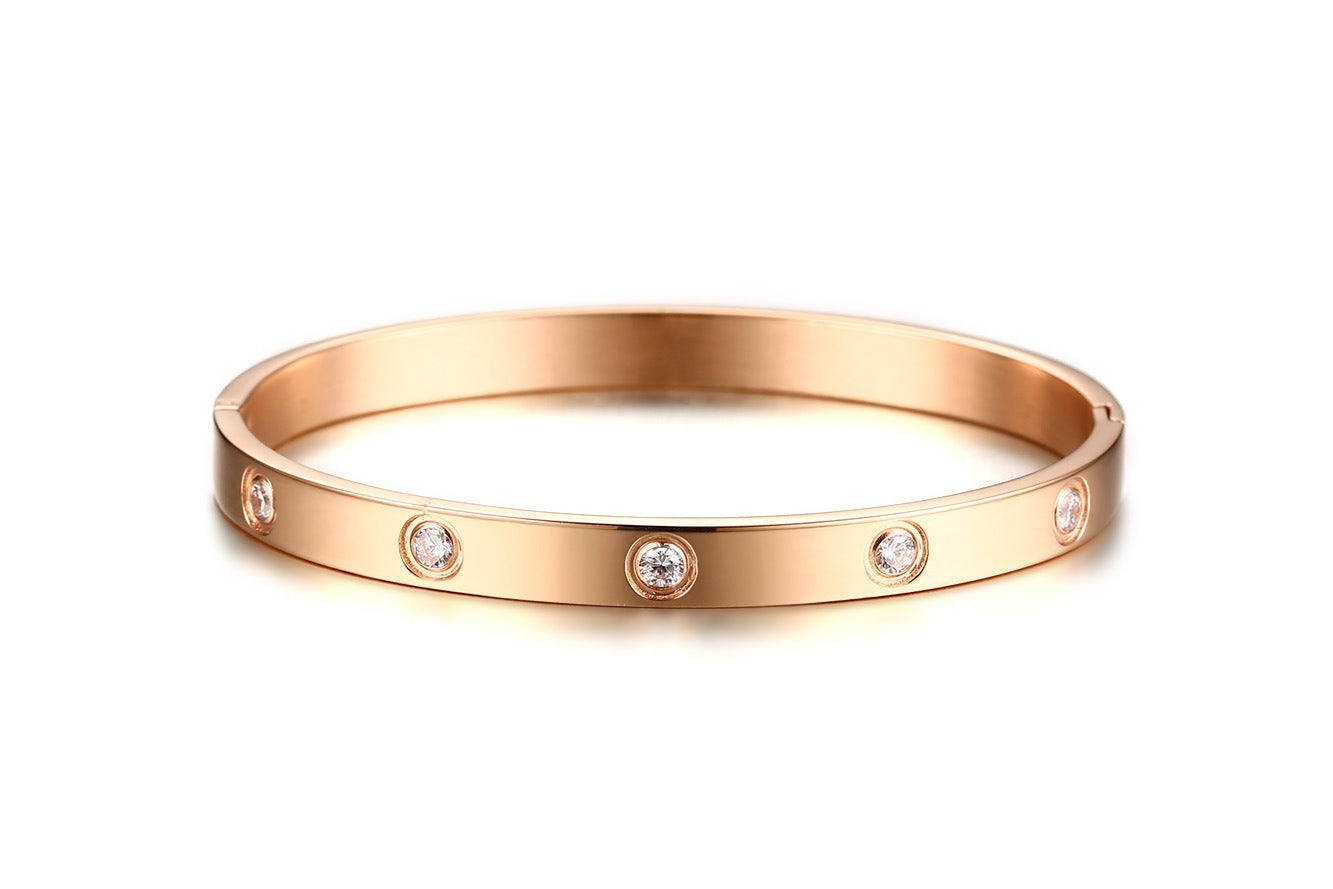 Brazalete minimalista de cristal Kemstone de acero inoxidable de 6 mm | Ligero - Ideal para el día a día B-478