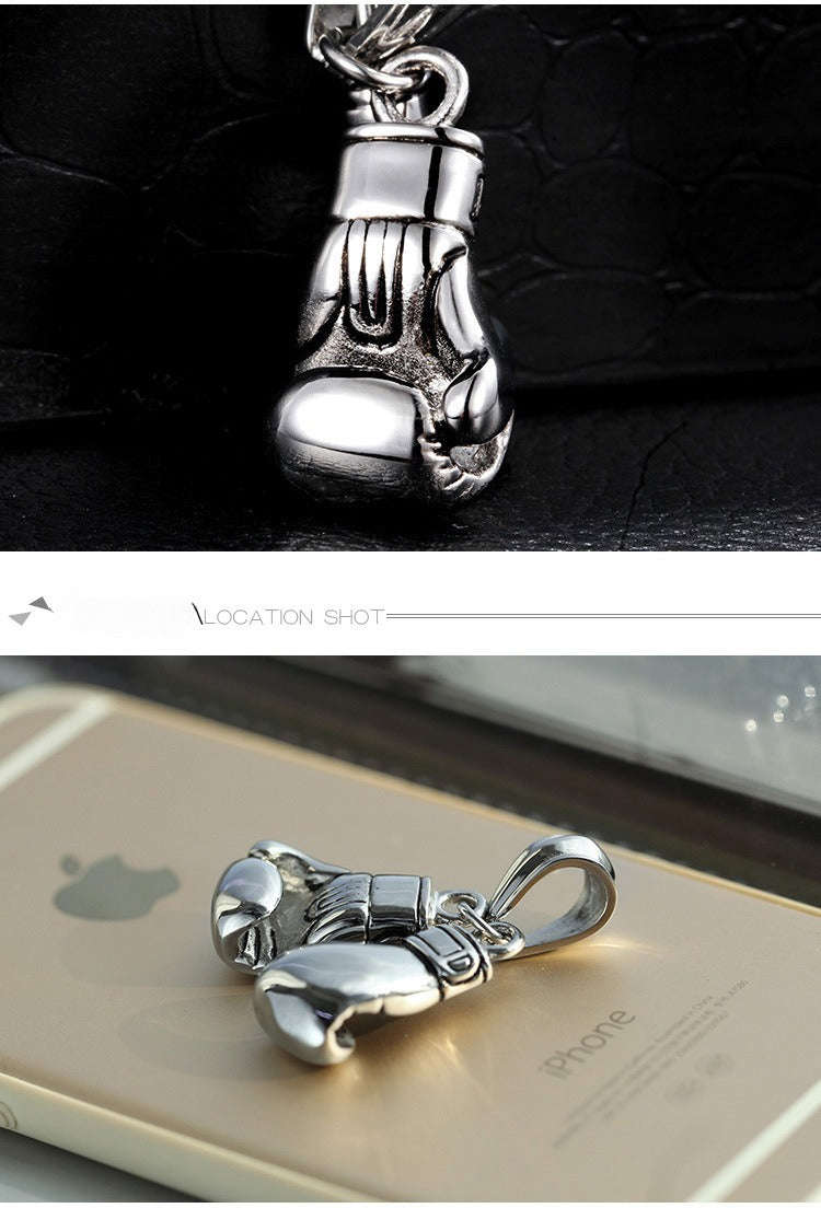 Kemstone Titanium Steel Boxing Glove Pendant – Heavyweight Fist Necklace for Men’s Street & Gym Style KP42085