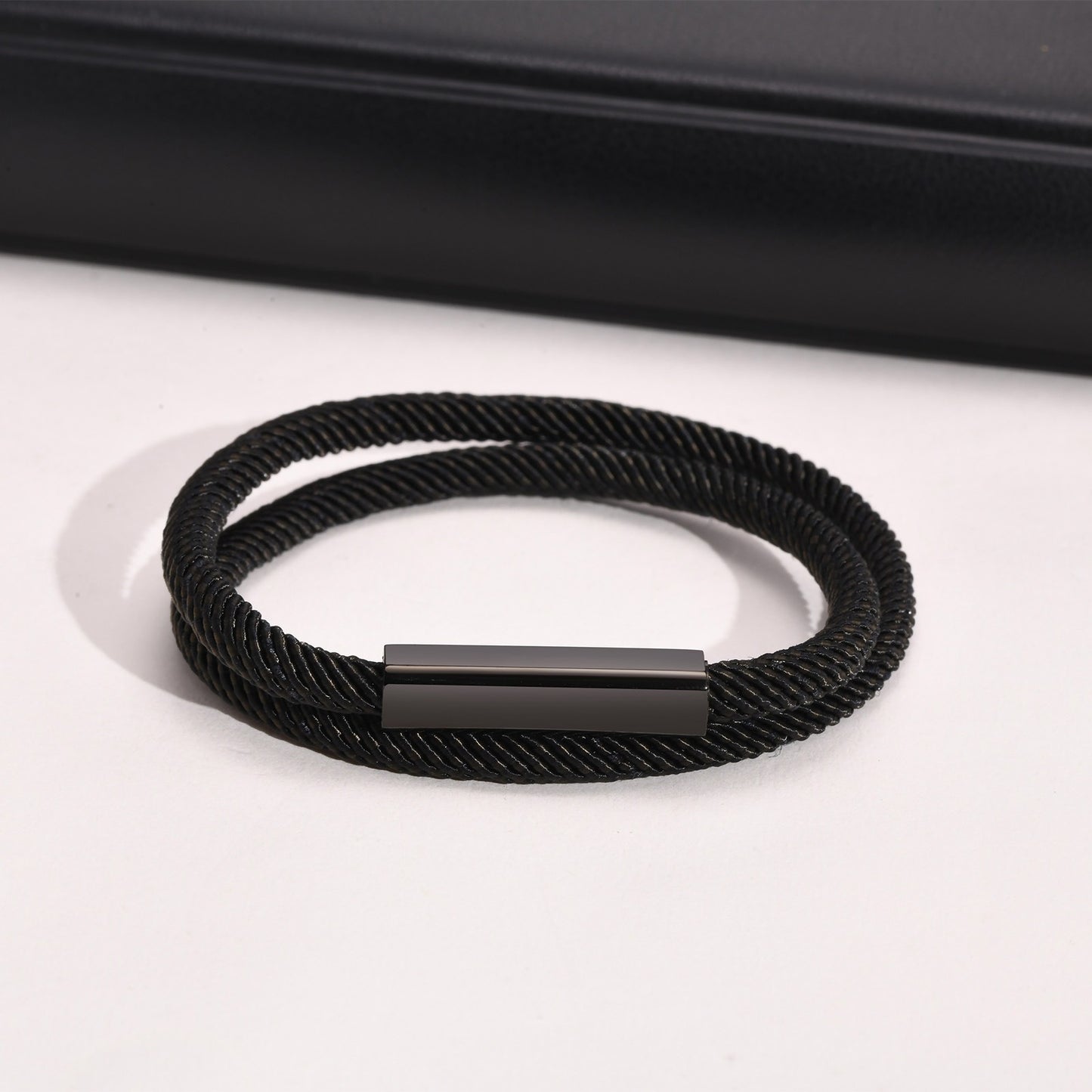 Men’s Double-Layer Milan Rope Bracelet – Stainless Steel Magnetic Clasp | Minimalist Street Style BR-1449