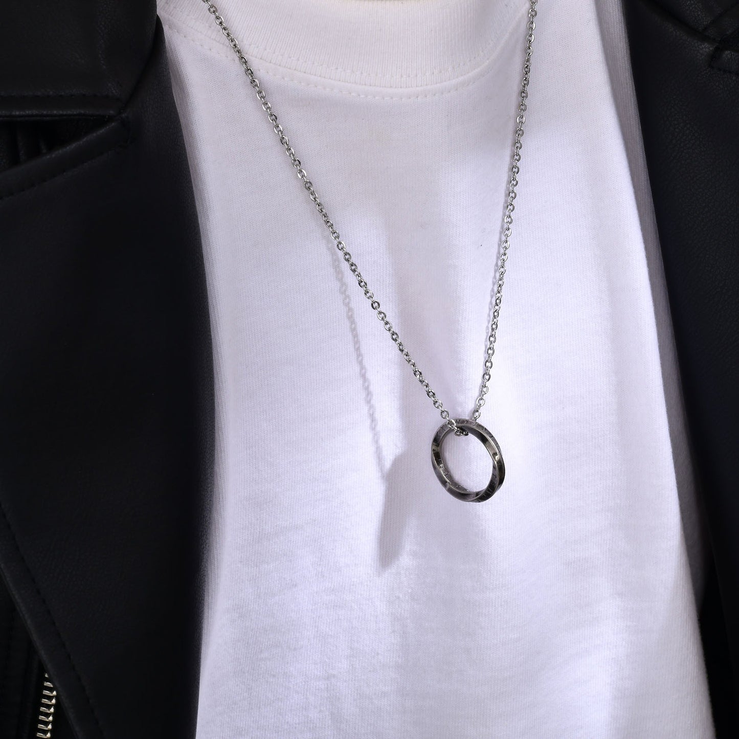 Kemstone Viking Rune Möbius Pendant Necklace – Stainless Steel Norse Circle Amulet PN-1708