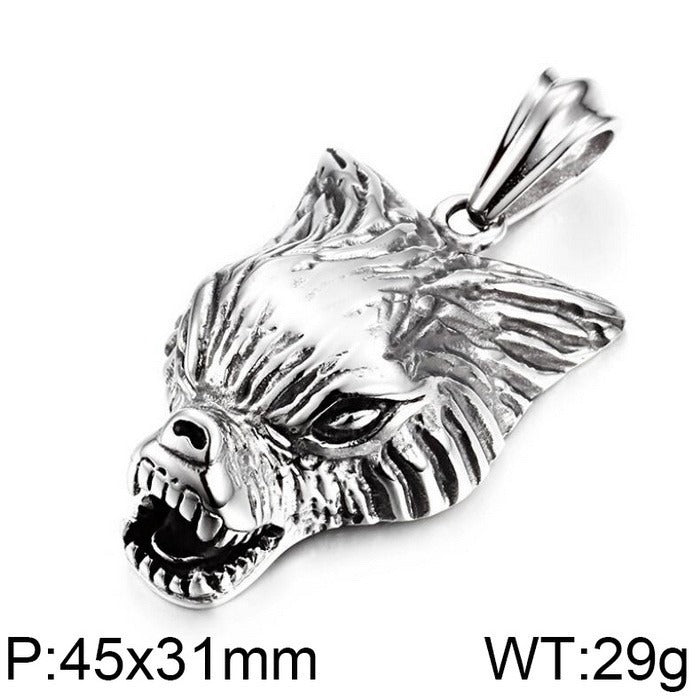 Kemstone Predator Series - Collana con ciondolo leone/lupo/volpe in acciaio al titanio opaco per abbigliamento punk da uomo KP79439-BD
