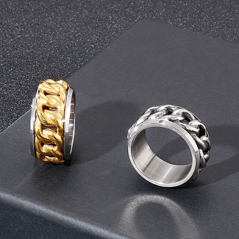 Anello meccanico retrò Kemstone - Design gotico rotante per accessori antistress KR44457-K