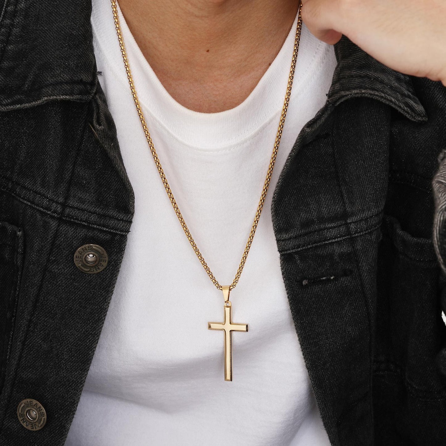 Steel Cross Pendant Necklace – Polished Minimalism in Silver, Gold & Black PN2045