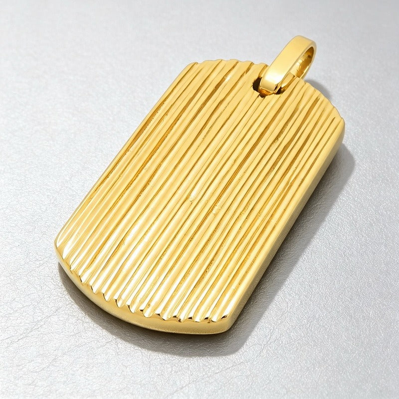 Kemston Stainless Steel Textured Tag Pendant Necklace for Men Minimalist KP118338-KJX