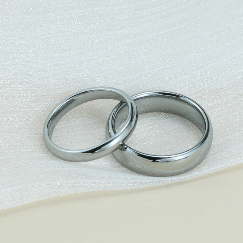 Anillo minimalista de pareja de acero de tungsteno Kemstone | Acabado liso, elegancia para el día a día TCR042