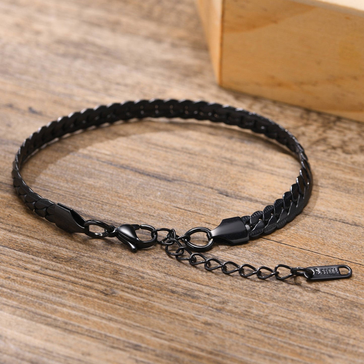 Kemstone Cuban Link Bracelet – 6mm Gold-Tone Stainless Steel Men’s Chain BR-1231