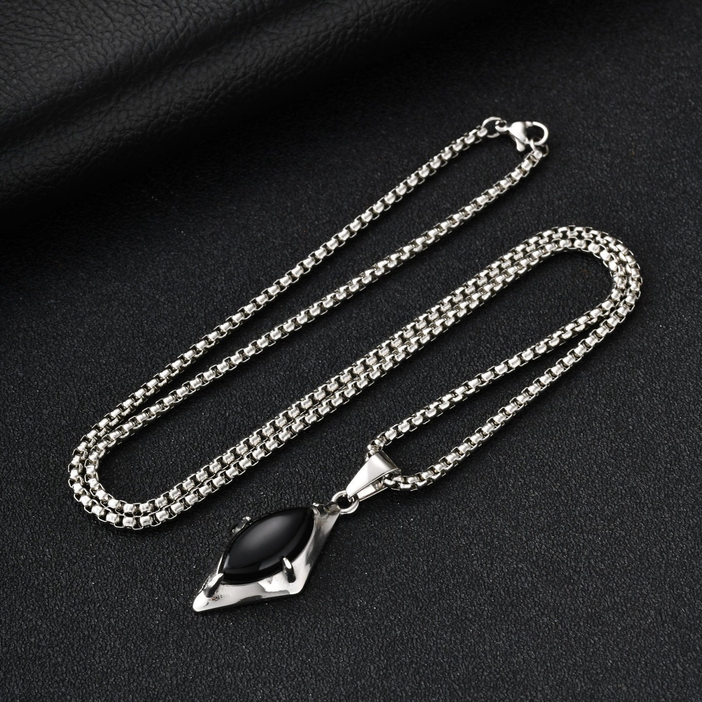 Kemstone Stainless Steel Tiger Eye Agate Pendant Necklace for Men PN-2271