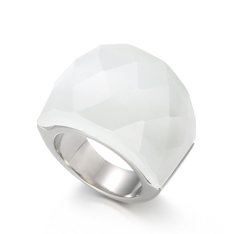 Anillo de oro de 18 quilates con baño electrolítico al vacío de Kemstone y cristal multicolor, diseño de estética simplificada KR31887-K