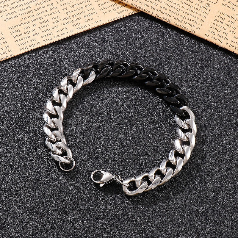 Kemstone Modular Titanium Steel Bracelet – Multi-Tone Urban Link Design, Adjustable Streetwear Accessory for Men KB139945-Z