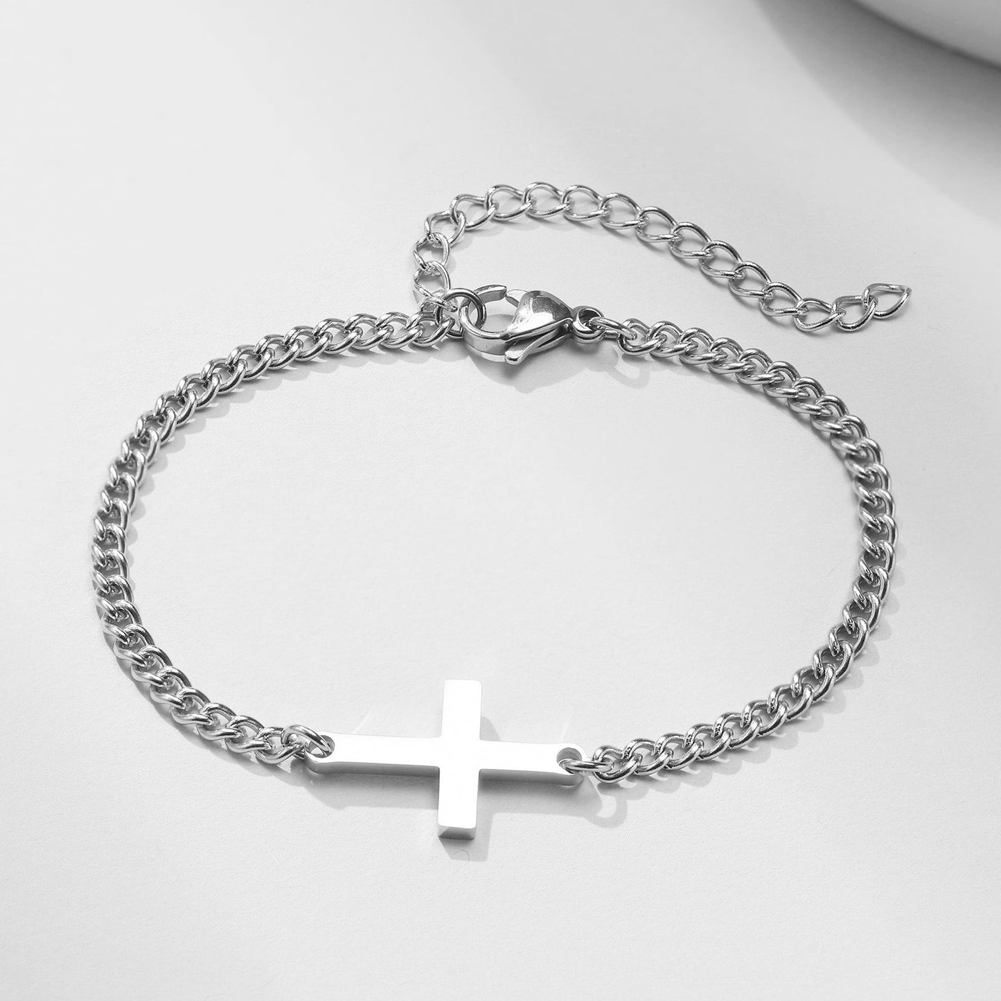 Pulsera minimalista de mujer con cadena de cuentas cruzadas de acero inoxidable Kemstone BR-1125