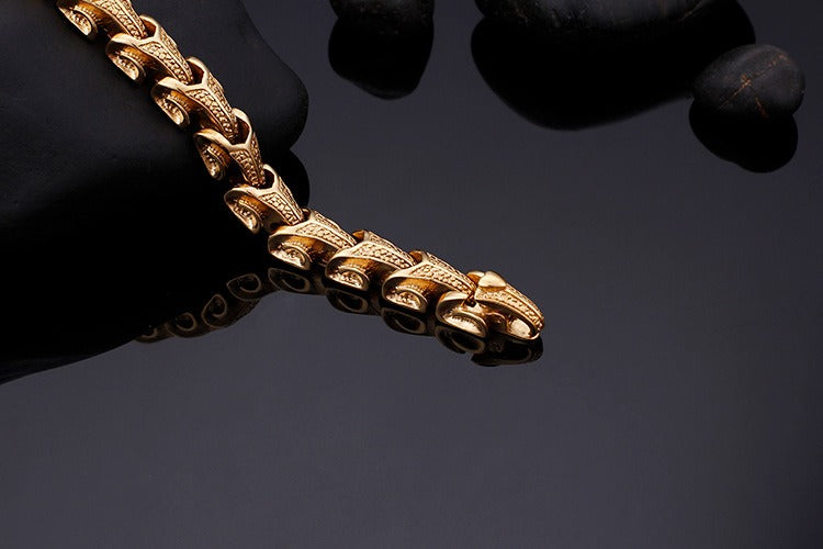 Kemstone Men’s Dragon Spine Chain Bracelet – 11mm Stainless Steel Gothic Norse KB40302-D