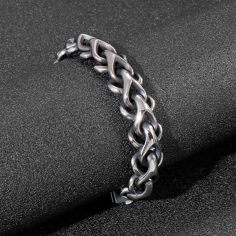 Kemstone Men’s Stainless Steel Viking Chain Bracelet – 16–20mm Gothic Street Warrior KB82293-BD