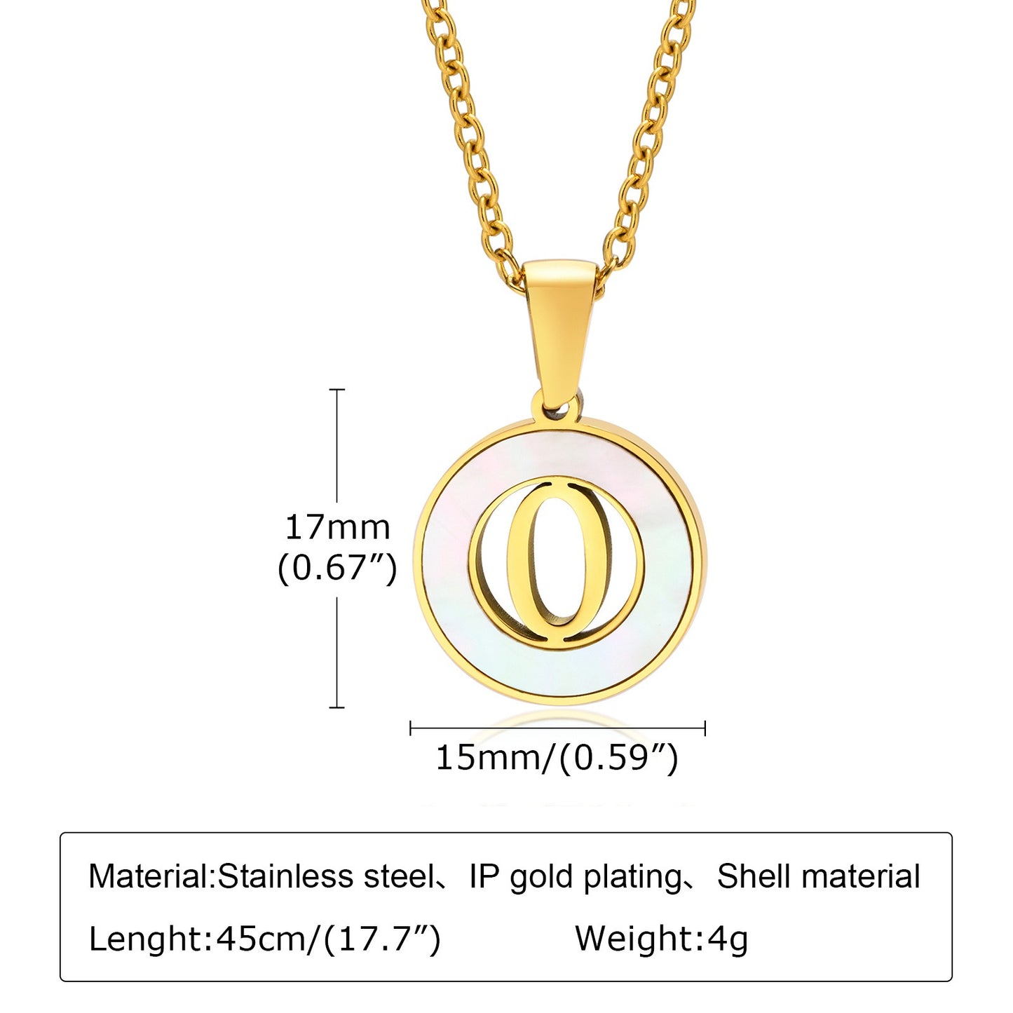 Collar circular de acero inoxidable con letras y conchas Kemstone para mujer PN-1761