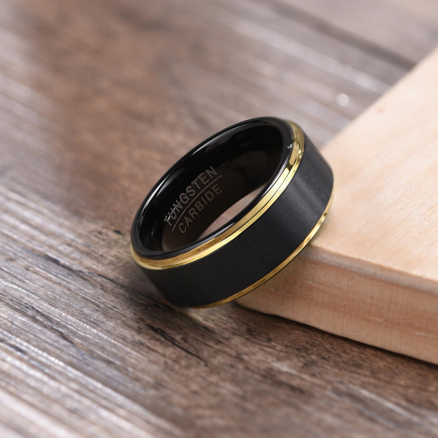 Anello in acciaio al tungsteno Kemstone da uomo - Moderno anello minimalista unisex nero opaco/blu acciaio/grigio satinato | Gioiello resistente e antigraffio TCR-015
