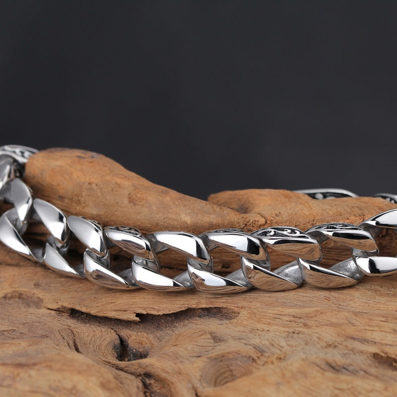 Kemstone Men's Titanium Steel Bracelet - Retro Floral Stainless Steel Cuff Elegance & Gift KB44060-D