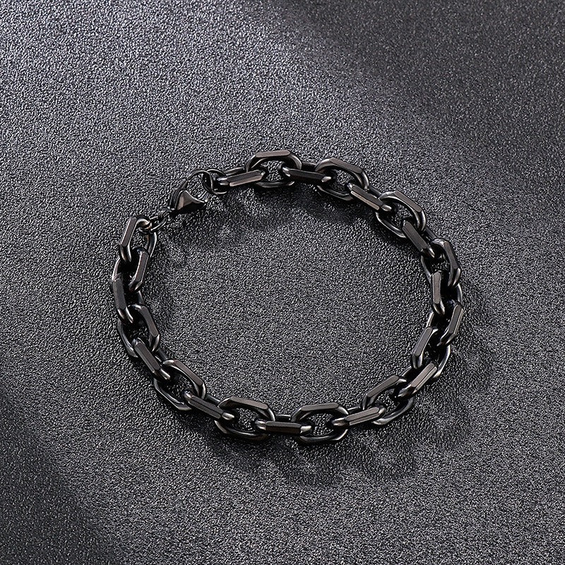 Kemstone Men’s Black O-Link Chain Bracelet & Necklace – Stainless Steel Gothic Viking KS141119-Z