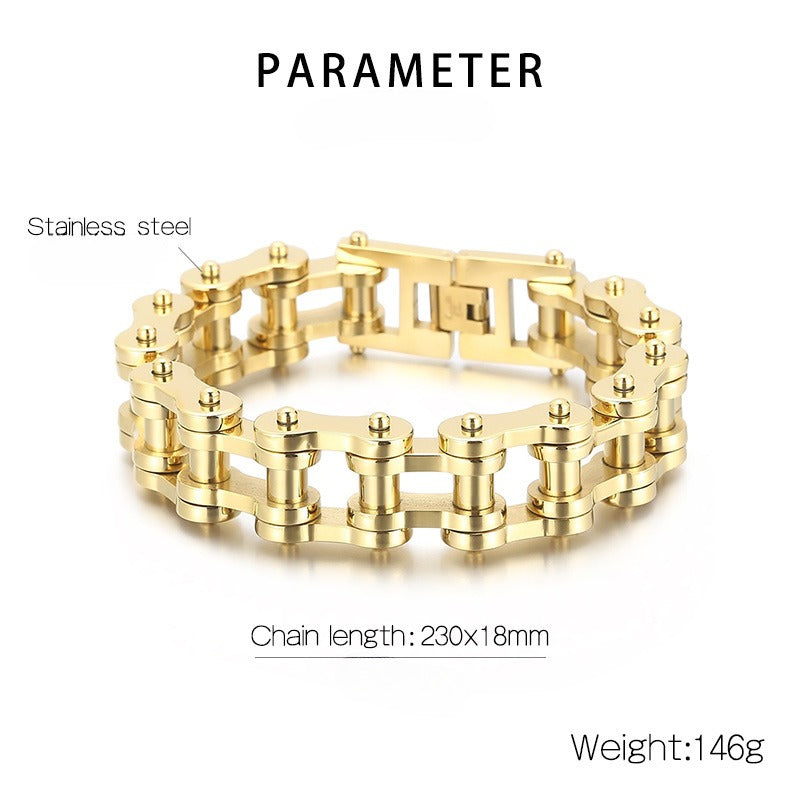 Kemstone Biker Chain Bracelet for Men – 18mm Stainless Steel Motorcycle Link Jewelry | KB18912-D