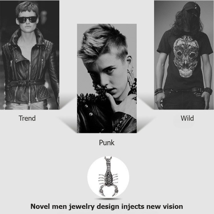 Kemstone Men’s Titanium Steel Scorpion Pendant Necklace – Punk Totem KP52590-BD