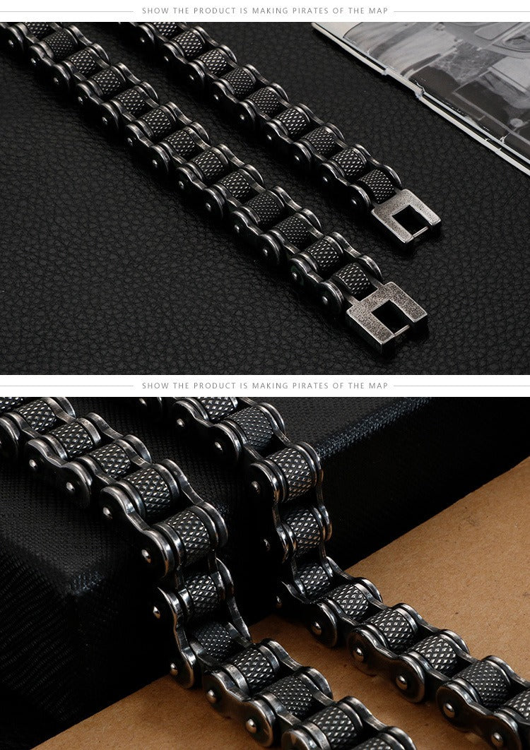 Kemstone Titanium Urban Biker Chain Bracelet – Lightweight Rugged Motorcycle Style KB86277