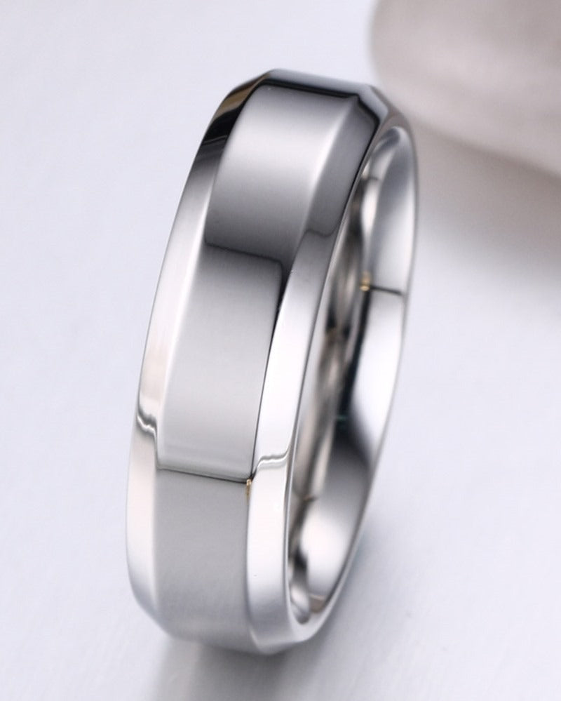 Kemstone Minimalist Power Band – 6mm Stainless Steel Black Ring | Gothic Street Style R-143