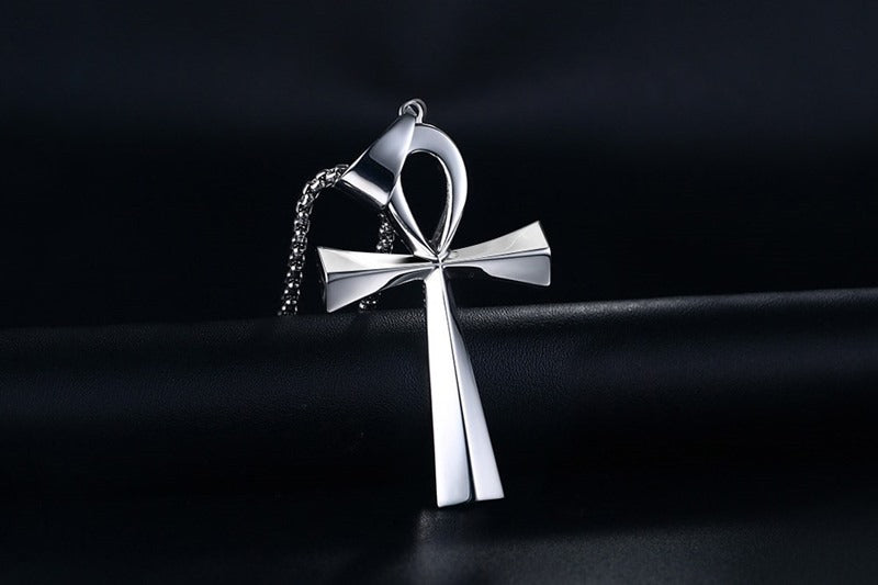 Colgante de cruz Ankh de acero inoxidable de 64 mm de Kemstone para hombre, joyería de hip hop PN-646