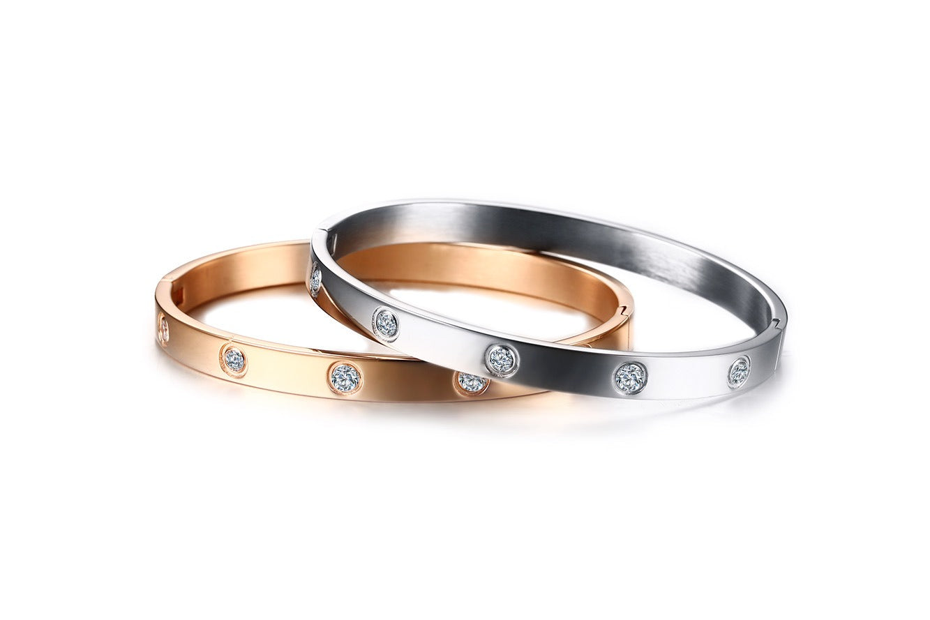 Brazalete minimalista de cristal Kemstone de acero inoxidable de 6 mm | Ligero - Ideal para el día a día B-478