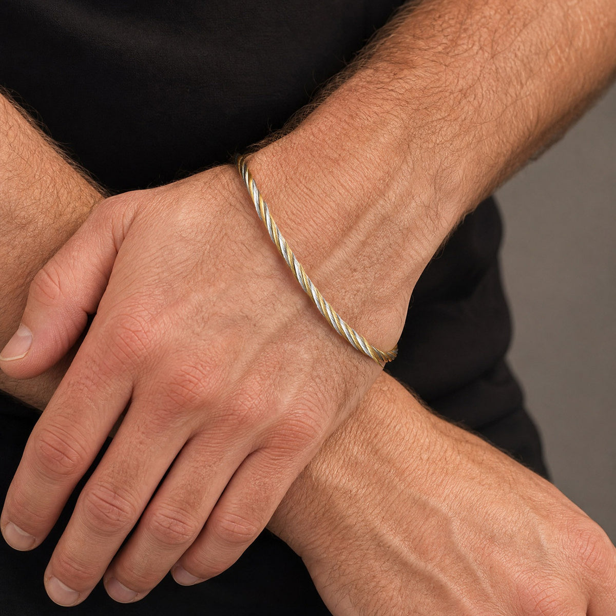 Kemstone Twisted Rope Bracelet for Men Stainless Steel Cable Texture B-773