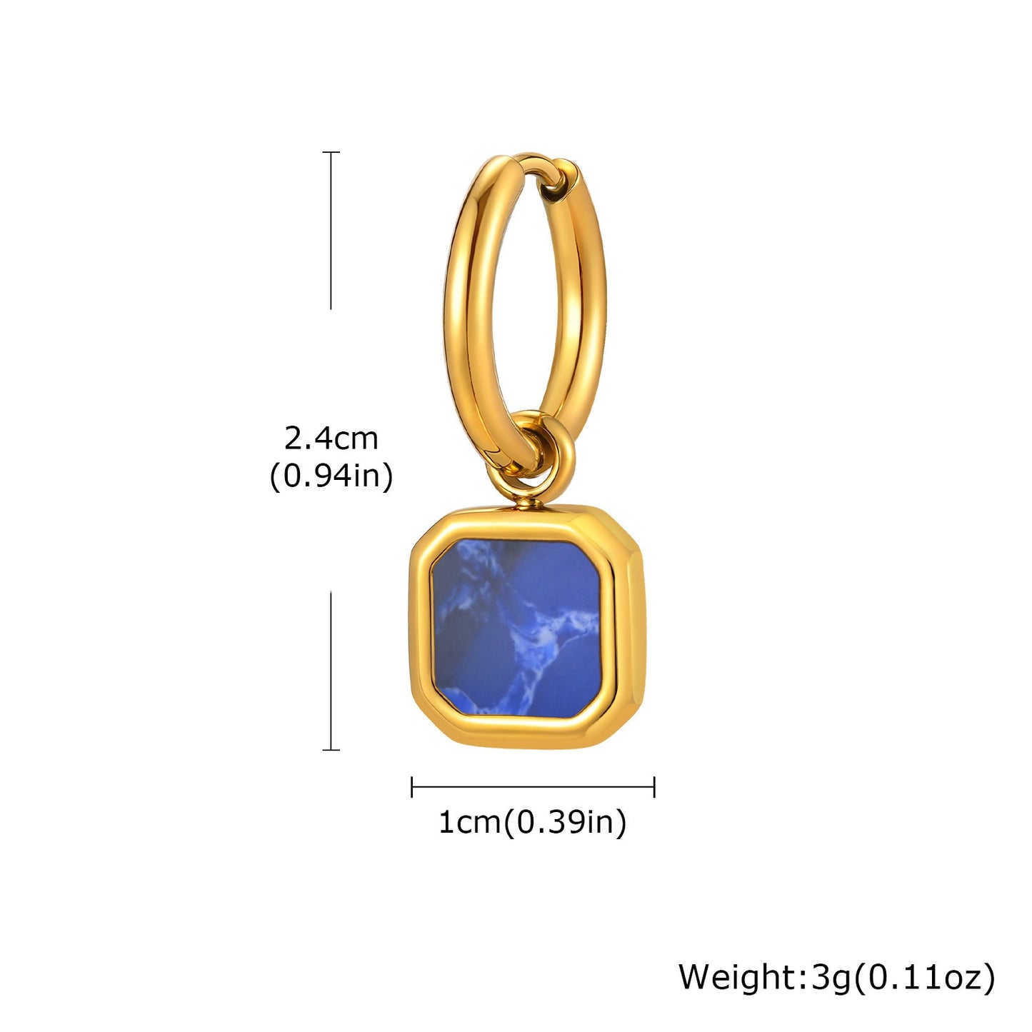 Kemstone Men & Women’s Stainless Steel Square Drop Earrings – Shell, Tiger Eye, Malachite ED-936