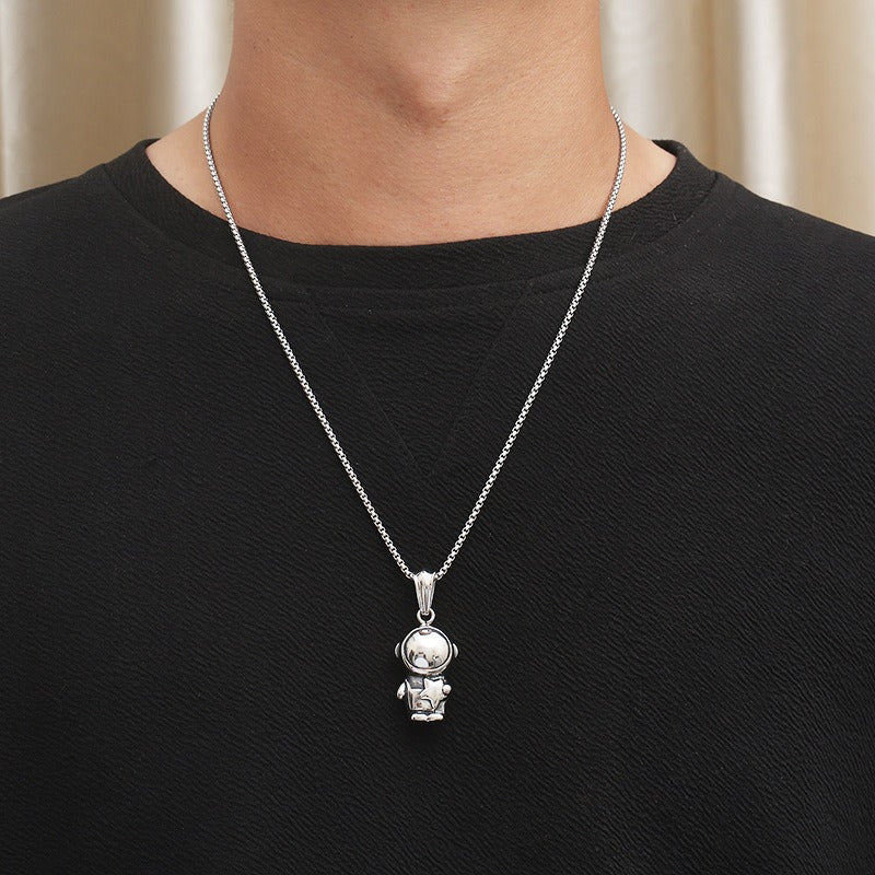 Kemstone Astronaut Titanium Steel Pendant Necklace for Men – Hip Hop Space Figure KP119297-KJX